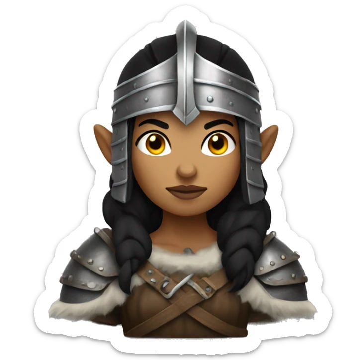 Viking woman warrior with Black hair and a helmet without horns sticker