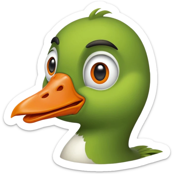 Make an emoji for a goose that's green. I want the goose to be goofy sticker