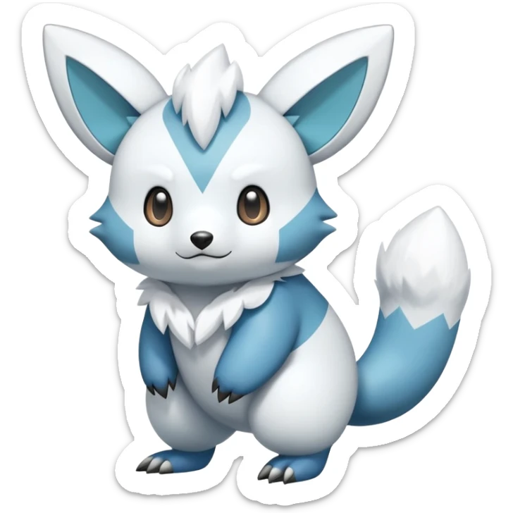 Shiny White Furry Snowy Ice-type Oshawott-Minccino-Zangoose-Hybrid (Full body) sticker
