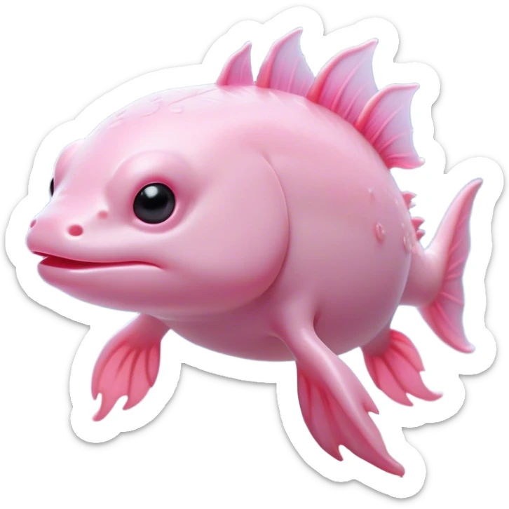 Cinematic Noble Axolotl Portrait Emoji, Poised and regal, with a slender, graceful build and smooth, pale pink skin adorned with feathery external gills, deep-set soulful dark eyes, Simplified yet sharp and sophisticated features, highly detailed, glowing with a soft, ethereal glow, high shine, intelligent and enigmatic, stylized with an air of aquatic elegance, focused and attentive, soft glowing outline, capturing the essence of a watchful and mystical creature, so majestic it feels as though it could glide out of the screen with effortless authority! sticker