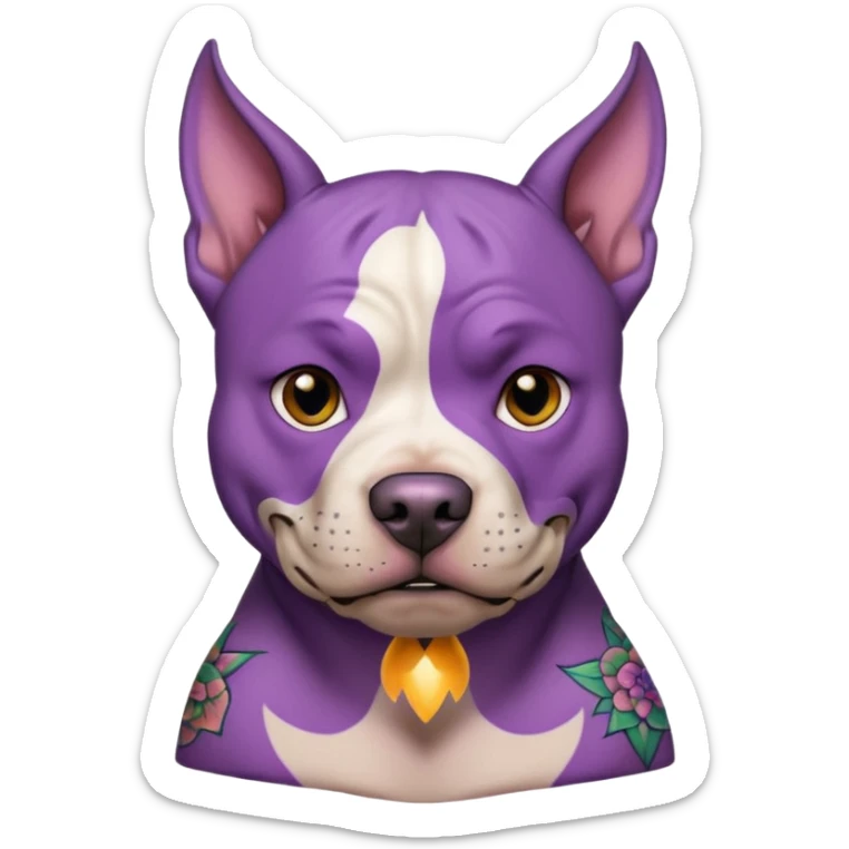 very tattoed face pitbull dog with purple spiky hair sticker
