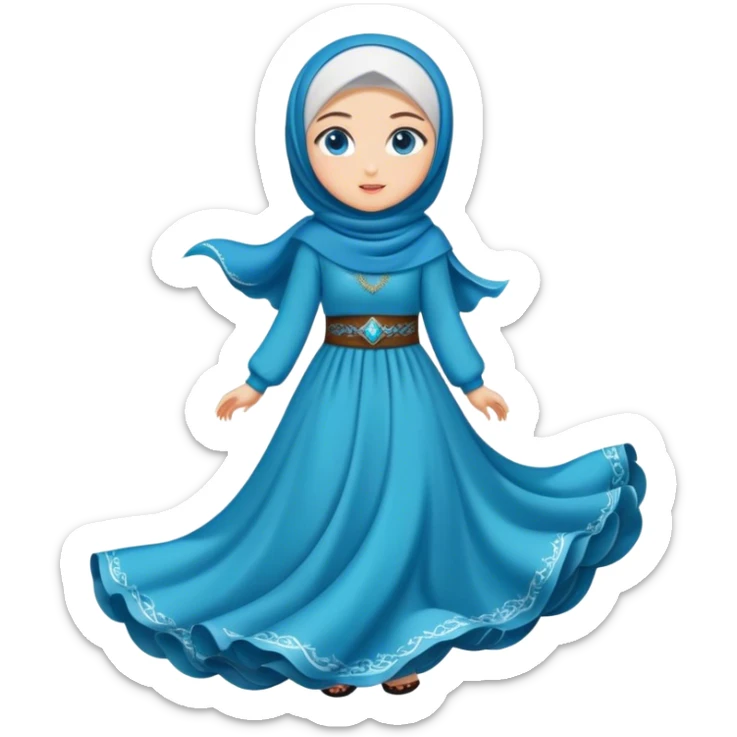 Turkish beautiful finish Konya girl blue eyes with hijab and wave dress sticker