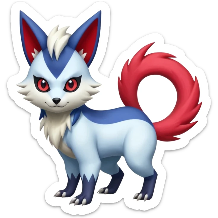 Zeraora-Zangoose-Absol-Zorua-Furret-fusion-animal-Fakémon-hybrid-creature  sticker