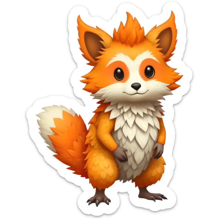 warm-colored Vernid-Trico-Fionbri-creature (full body) sticker