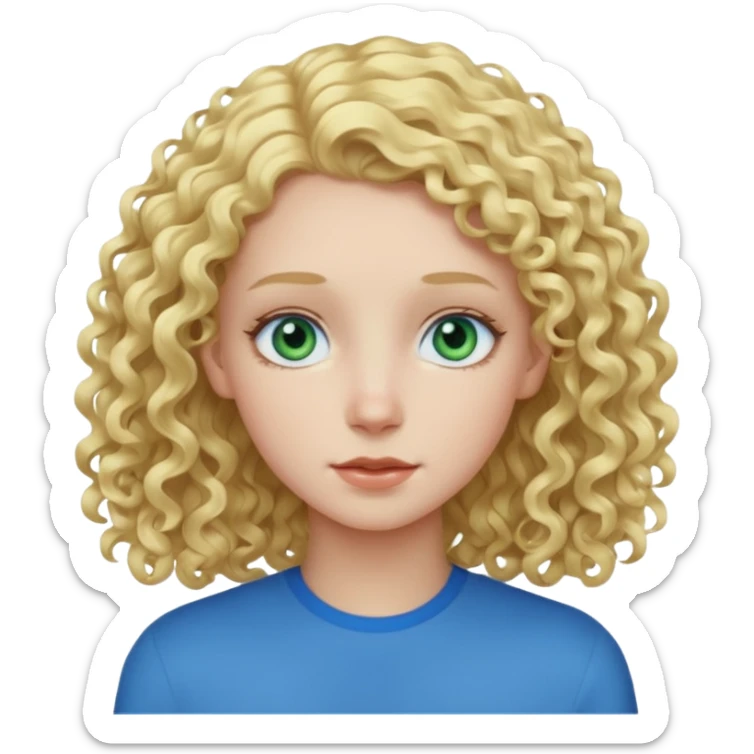 Tall curly blonde girl blue eyes pale kidding bold boy with green eyes sticker