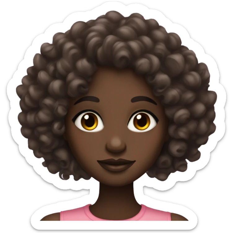 Dark skin girl,curly hair,long lashes with lip gloss  sticker