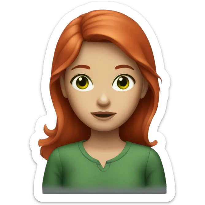 Girl with red hair and dark green eyes sticker