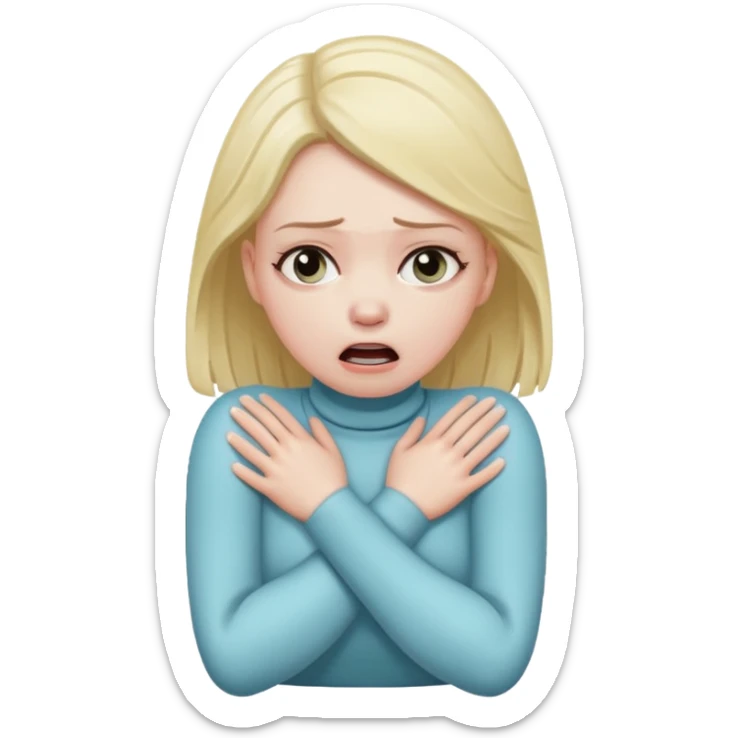 white girl with arms on her neck fake chokinh herself  because she is stressed  sticker