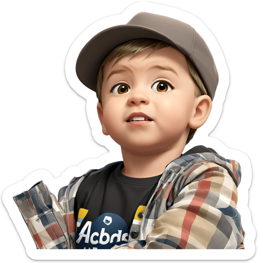 boy wearing a hat sticker