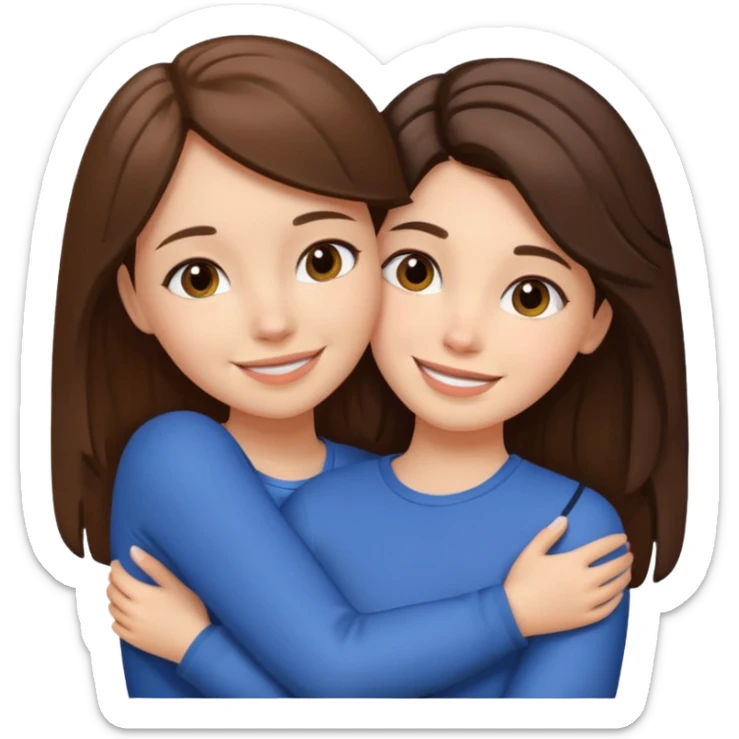 ￼ a girl with brunette hair hugging her best friend with a brunette hair too ￼￼ sticker