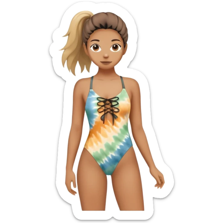 Tight Moonlit weaves clothing one piece swim suit strappy in the front tie dye earth tones sticker