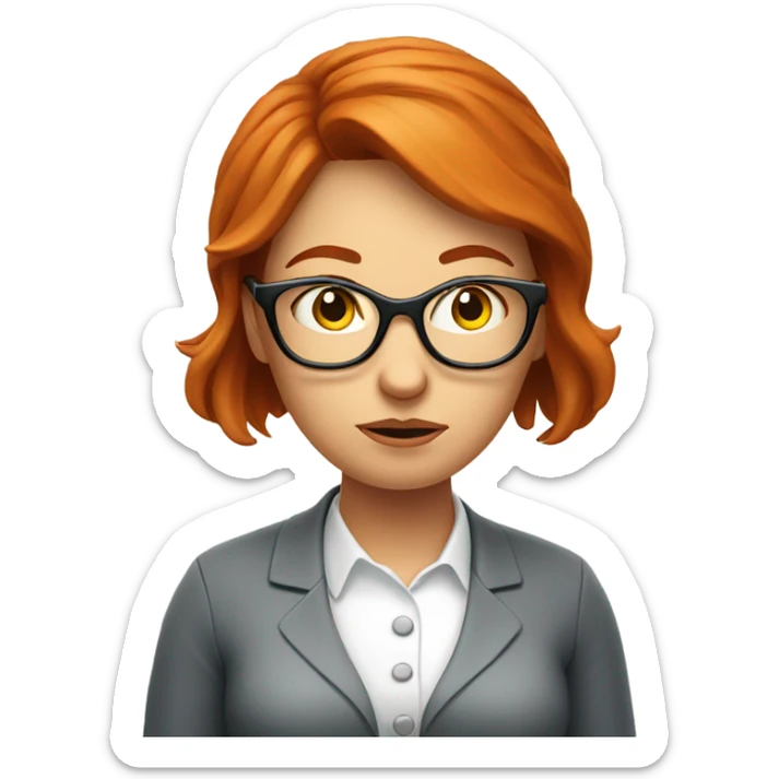 red hair woman nutritionist with glasses sad thinking about money sticker