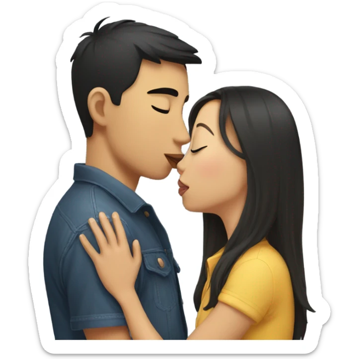 asian girl kissing american boyfriend  sticker