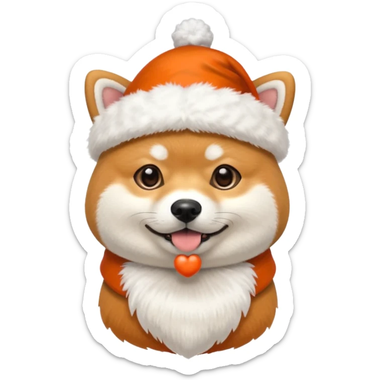 Shiba inu gif portant un chapeau de noel avec un pompon blanc qui bouge sticker