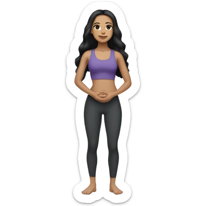 lightskin latin woman with straight long black hair wearing a yoga outfit  sticker