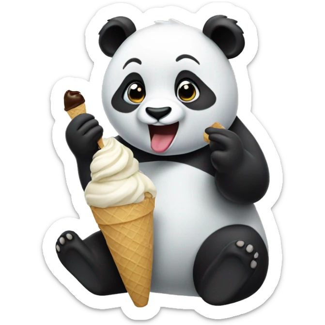 Panda eating ice cream sticker