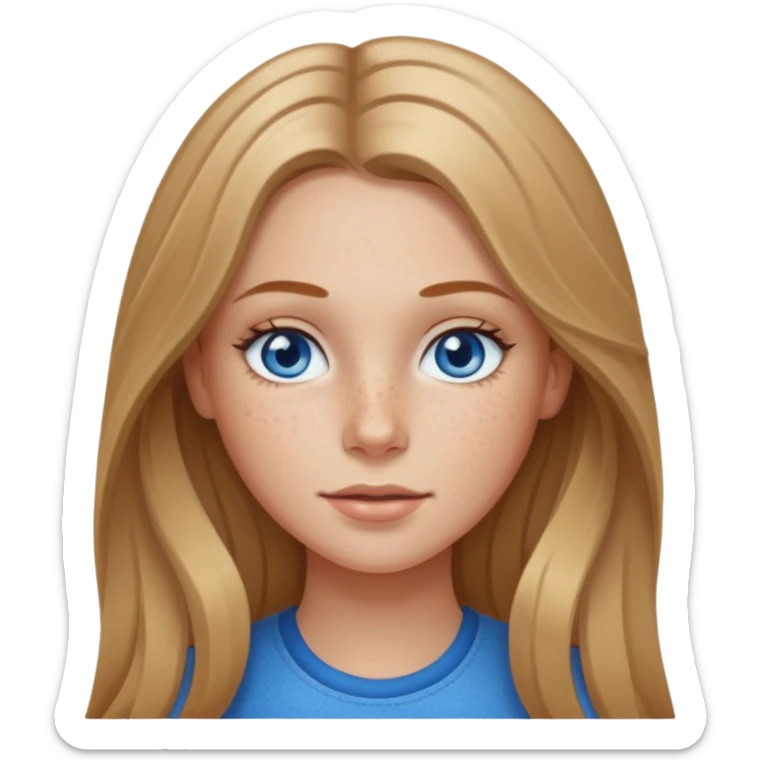 White girl with freckles and long dark blonde hair sticker