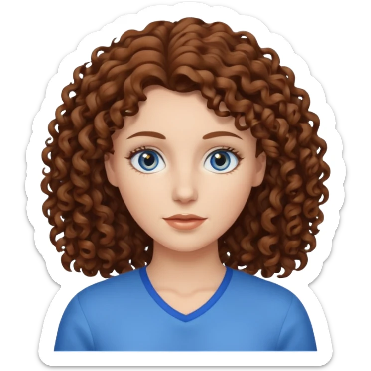 White woman with brown curly hair sticker