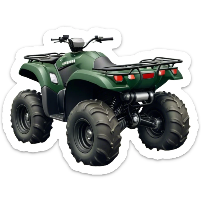 Yamaha Grizzly 700 (2019) – Cinematic-realistic Yamaha Grizzly 700 ATV, its dark green frame tearing through muddy trails. no rider sticker