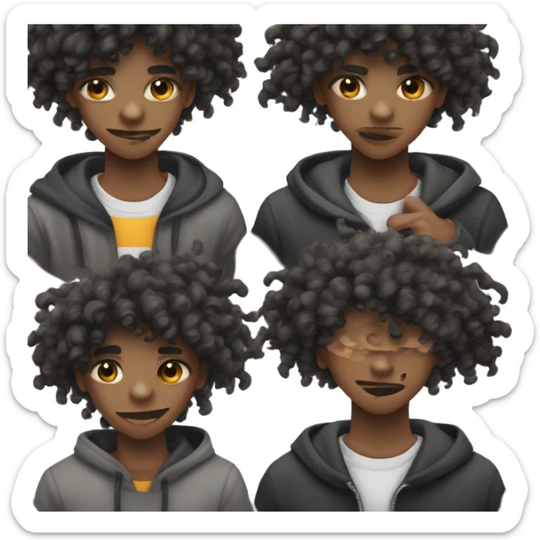 Homem Negro de 18 anos com olhos pretos cabelos pretos e com low fade sticker