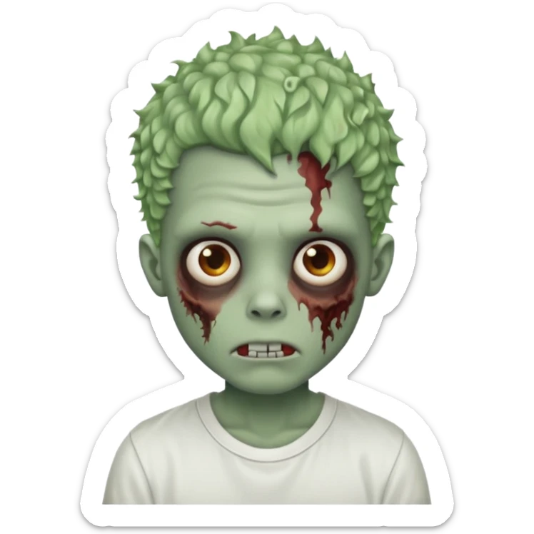 zombie boy with curly fade hair and white shirt emoji sticker