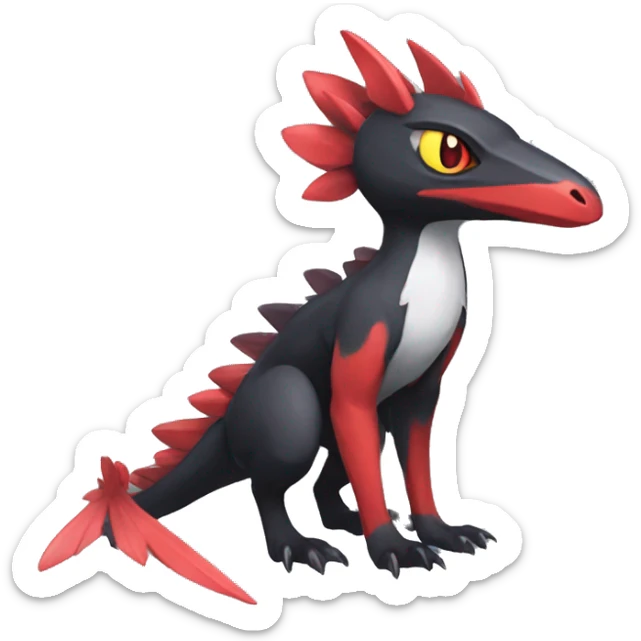 Cute cool black red nargacuga animal hybrid Fakemon full body sticker