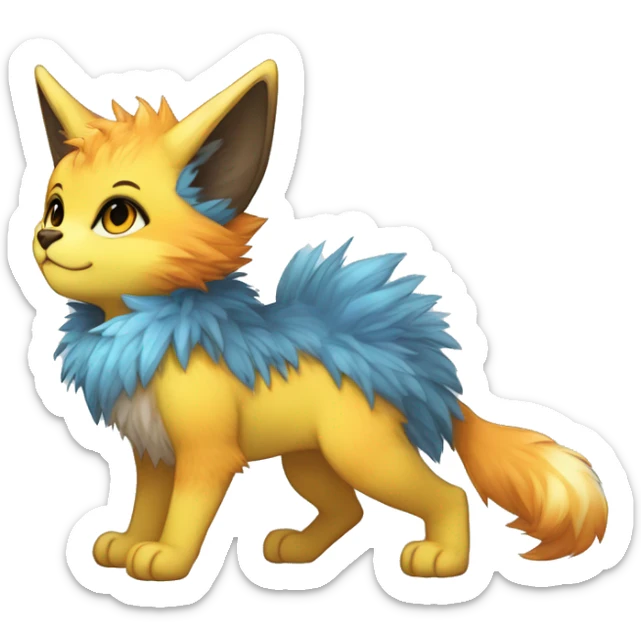 Anthro-Edgy-Cool-Blue-Yellow-Beige-Orange-Contrast-Colors-Fantasy-Fur-Sona-Chibi-Shiny-Fakémon-Hybrid full body sticker