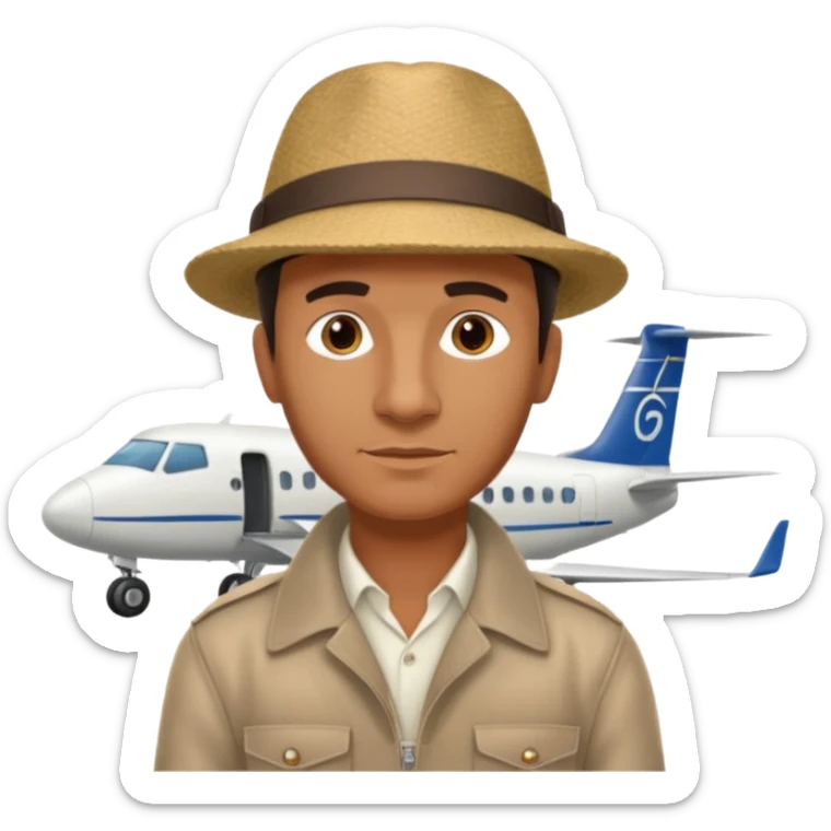 homme créole réunionnais avec chapeau arrive avion a gillot sticker