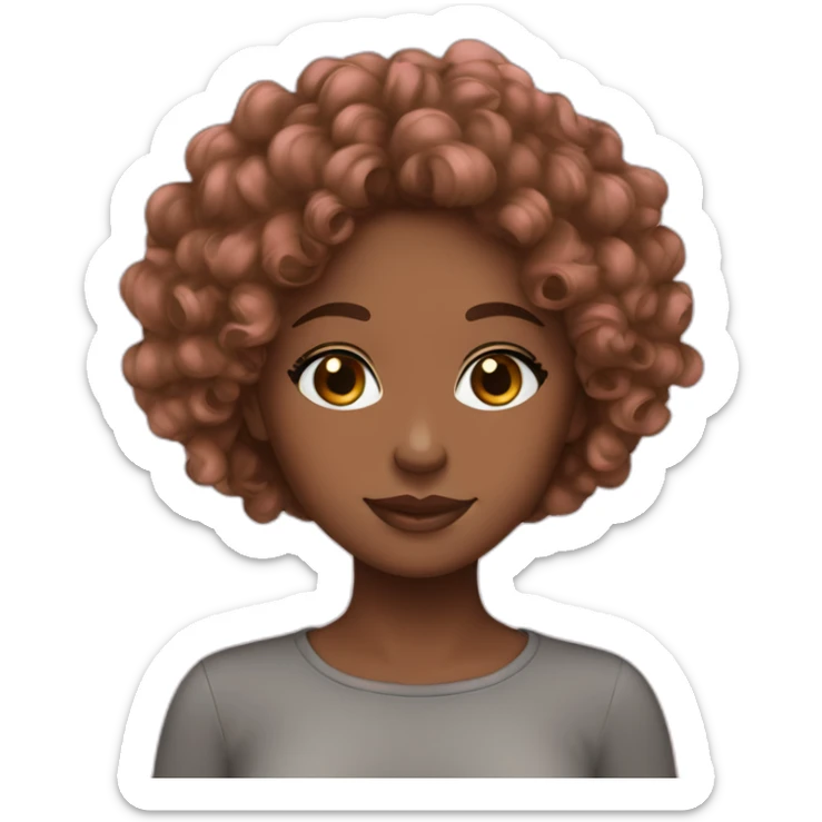 Brown girl curly hair with pink cashmere sticker