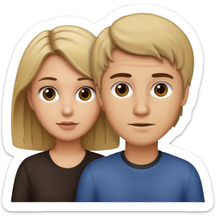 couple male dirty blonde hair female dark brown hair sticker