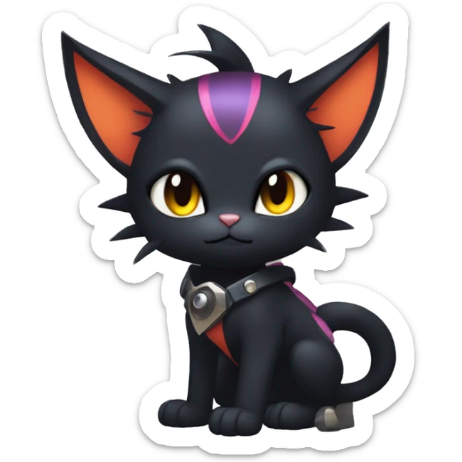 Cool Cute Edgy Black Dark Chibi Cat-Noibat-Noivern-Litten-Fakémon-hybrid sticker