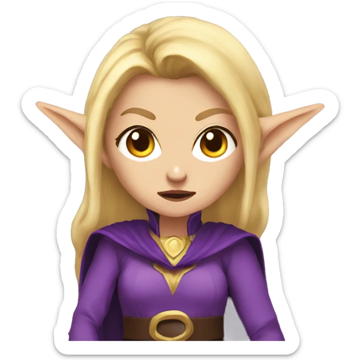 Noble female Elf with Elf ears and blonde hair and purple robes angry sticker