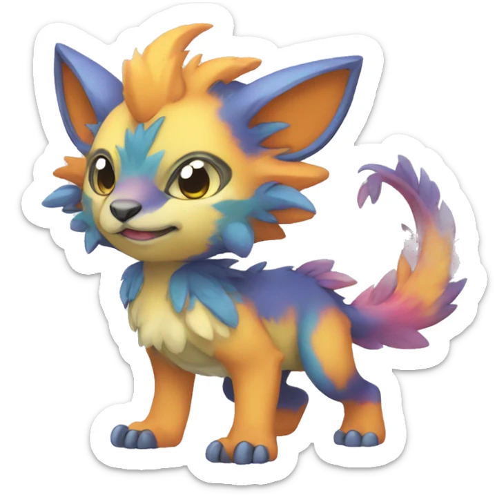 Cute cool colorful fantasy animal hybrid Fakemon full body sticker