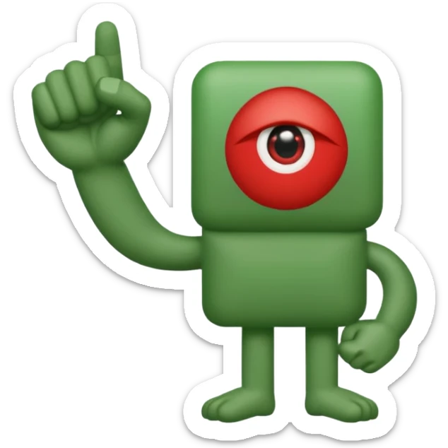 W or L has the appearance of two letters that are combined together, or next to each other. An eye is plastered on each letter, and are attached to legs. The W is green, while the L is red. W’s hand is curled tightly into a fist, and L’s hand is posed in an “L” shape. sticker