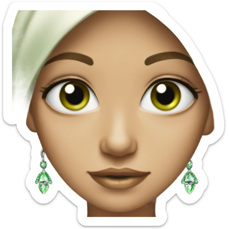 elegant brunette green eyed girl with jewellery  sticker