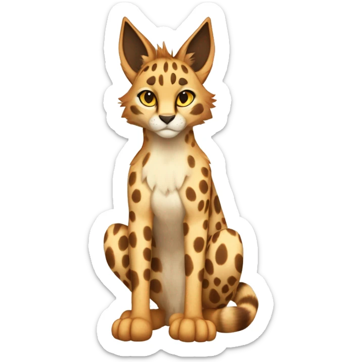 Anthro Beige-Orange-Brown Spotted Fur-Sona-Fakemon Lynx-Caracal-Serval-Cheetah Full Body sticker