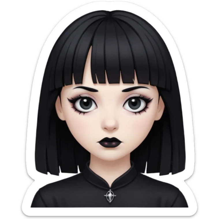 Faça uma zumbi com franja da subcultura gothc com o olho preto ela  sticker