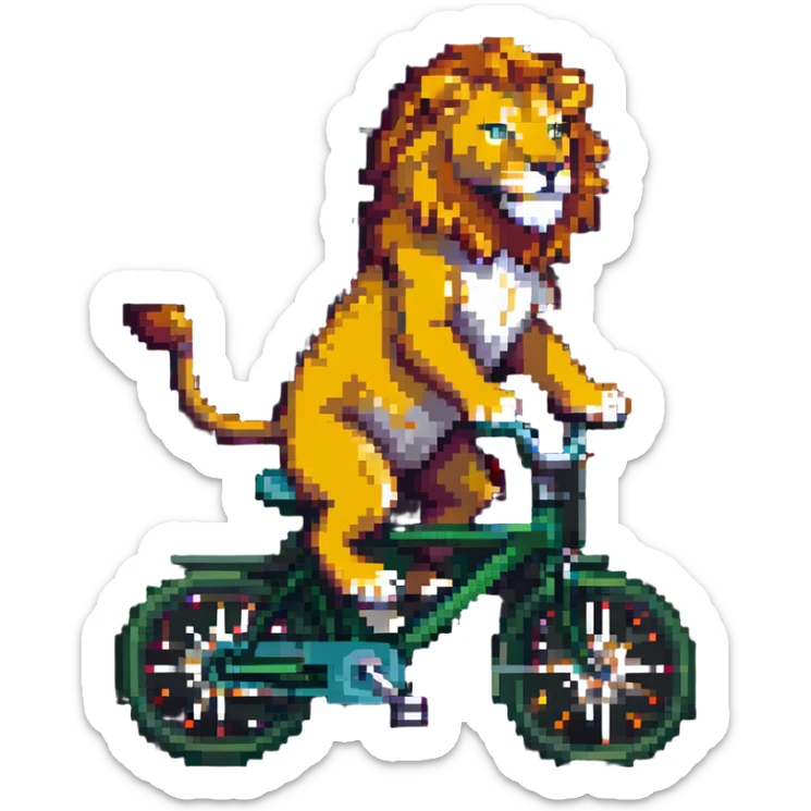 A 20-year-old anthropomorphic lion journalist who loves to travel and ride a bicycle sticker