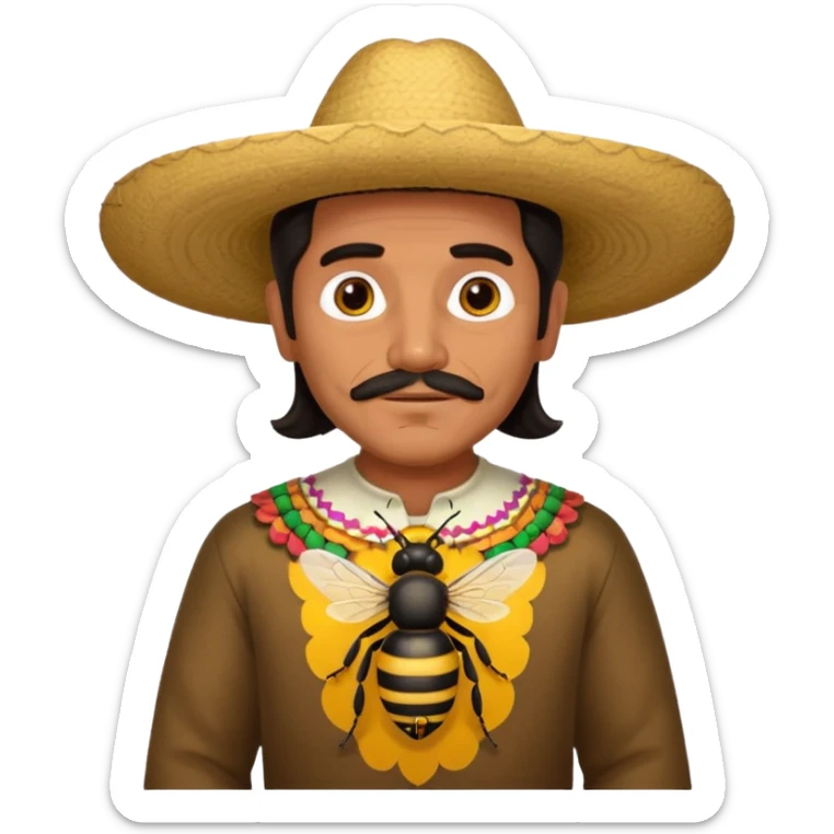 cabeza de señor mexicano, viejo, agregale un cuerpo de abeja, el pelo del señor hazlo oscuro sticker