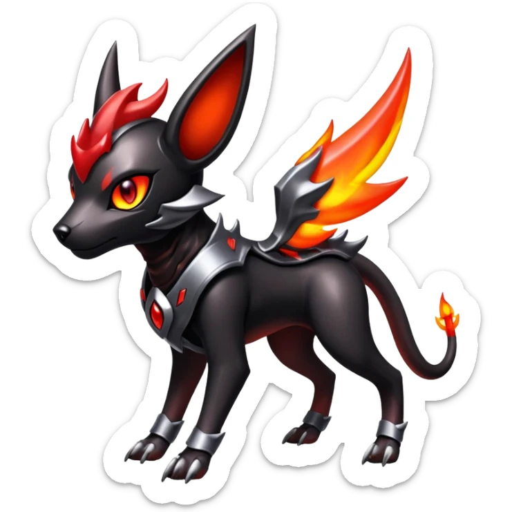 Shiny Gothic Exotic Futuristic Houndoom-Genesect-Torracat-Pokémon-Fakémon-hybrid-creature sticker