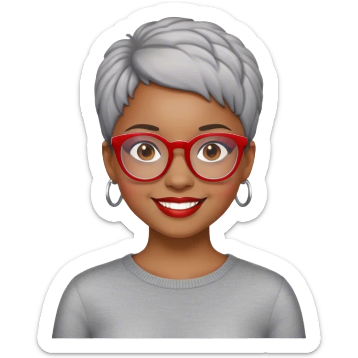 Light skinned Black girl with red glasses short natural gray haircut celebrating Black history month sticker