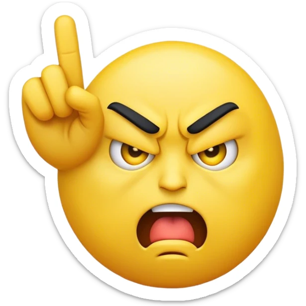 😡 but yellow instead of red and 🖕 in front on the left side of the emoji sticker