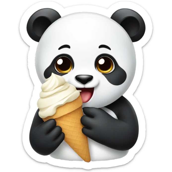 Panda eating ice cream sticker
