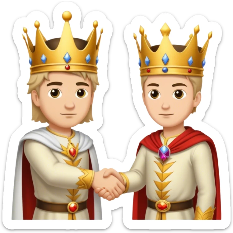 un rey dandole mano a su enemigo malo caucasian young sticker