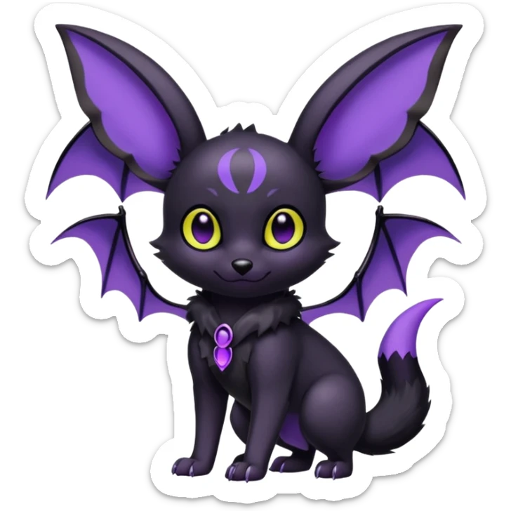 Cool cute edgy kawaii Umbreon-Noibat-animal-creature-hybrid full body sticker