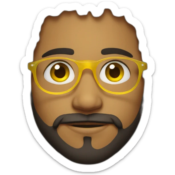 Young Indian Adult male with yellow glass spectacle, beard and curly hair sticker