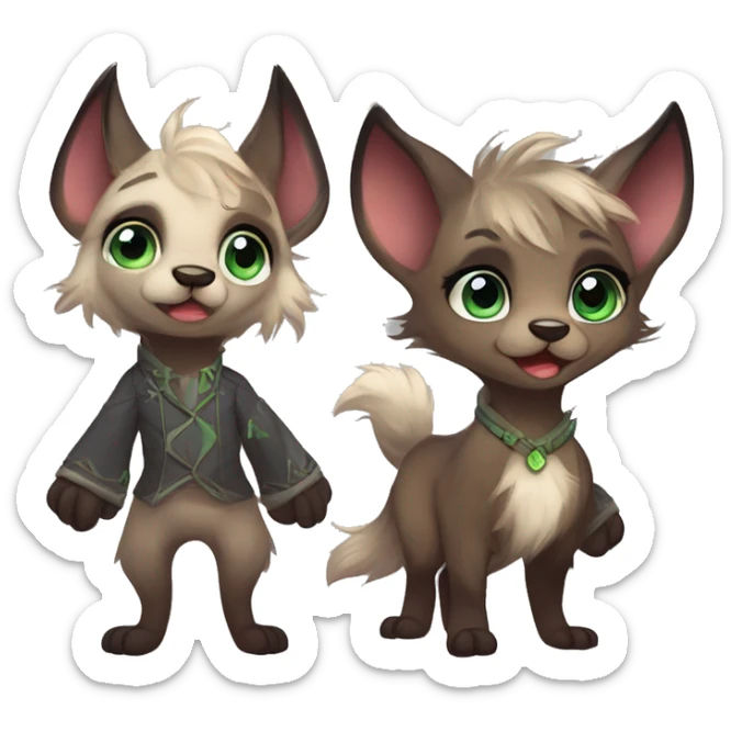 Cute anthropomorphic furry fantasy-animal-fursona griffsnuff & LiLaiRa & Falvie full body sticker