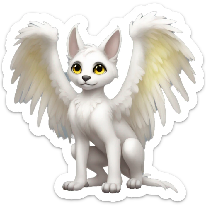 Anthro shy cute winged animal hybrid full body sticker