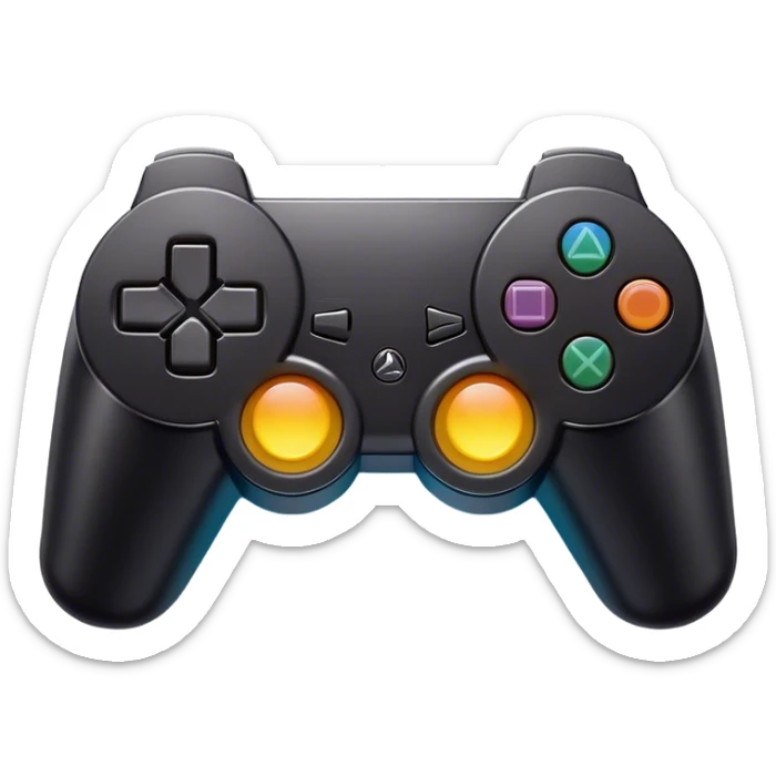 Clash of Clans aesthetic: Cinematic Playful PlayStation 3 Console Portrait Emoji, rendered in a 3D vector-style similar to standard emojis with minimal shading and bold, simplified shapes. A compact, distinct form with signature details, softly glowing with a cutting-edge console technology charm. Simplified yet unmistakably iconic, highly detailed and consistent, glowing with a soft radiance and high shine. Stylized with a touch of technological advancement and a soft glowing outline, capturing the essence of a beloved gaming relic with a friendly, playful manner! sticker