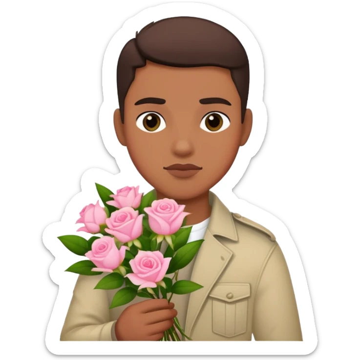 The bad boy is holding a bouquet of pink jasmine roses sticker